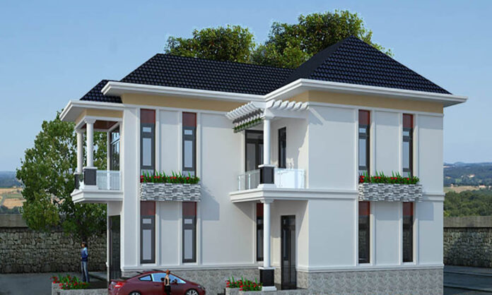 Thiết kế biệt thự hình chữ L tân cổ điển