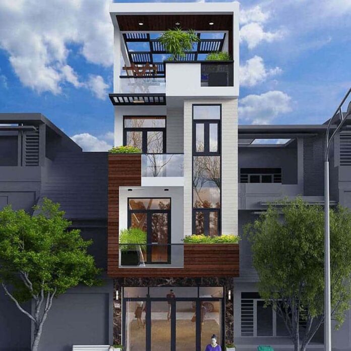 Nhà ống 5x20 3 tầng lệch