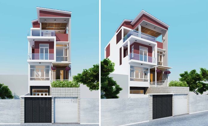 Thiết kế nhà phố 6x18m với 4 phòng ngủ