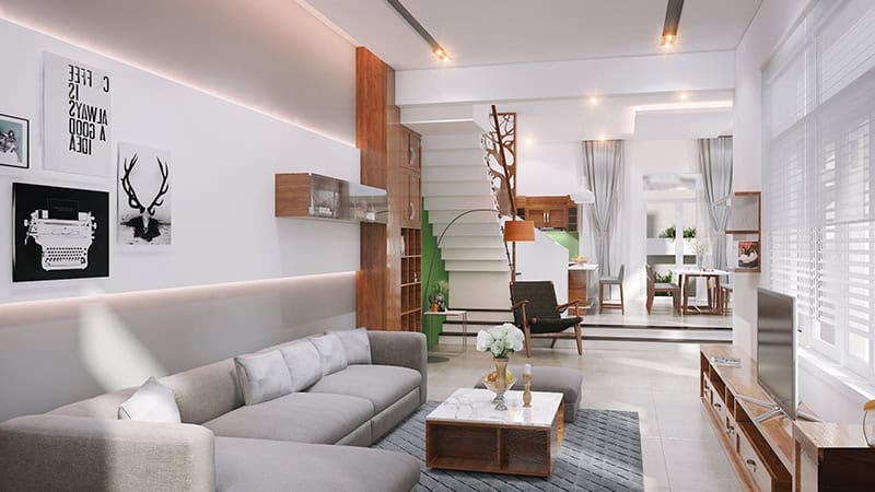 Thiết kế nhà phố 2 tầng diện tích 7x20m