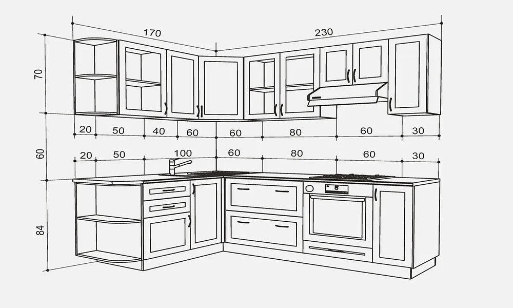 Kích thước tủ bếp dưới tiêu chuẩn