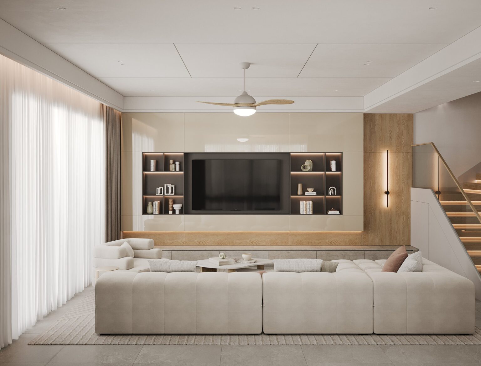 Thiết kế nội thất biệt thự Thái Sơn 250m² phong cách hiện đại cho gia đình 3 thế hệ – KDC Thái Sơn, Nhà Bè, TP.HCM