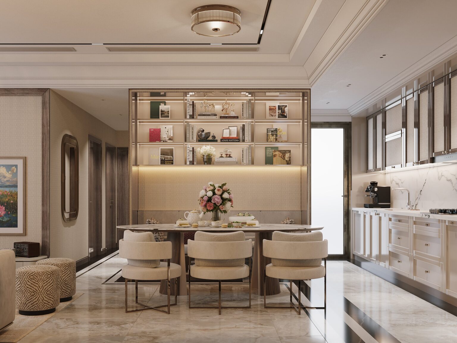 Thiết kế nội thất căn hộ Celesta 115m² 3 phòng ngủ phong cách tân cổ điển – Celesta Nguyễn Hữu Thọ, TP.HCM