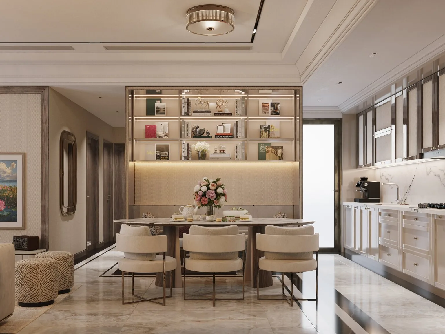Thiết kế nội thất căn hộ Celesta 115m² 3 phòng ngủ phong cách tân cổ điển – Celesta Nguyễn Hữu Thọ, TP.HCM