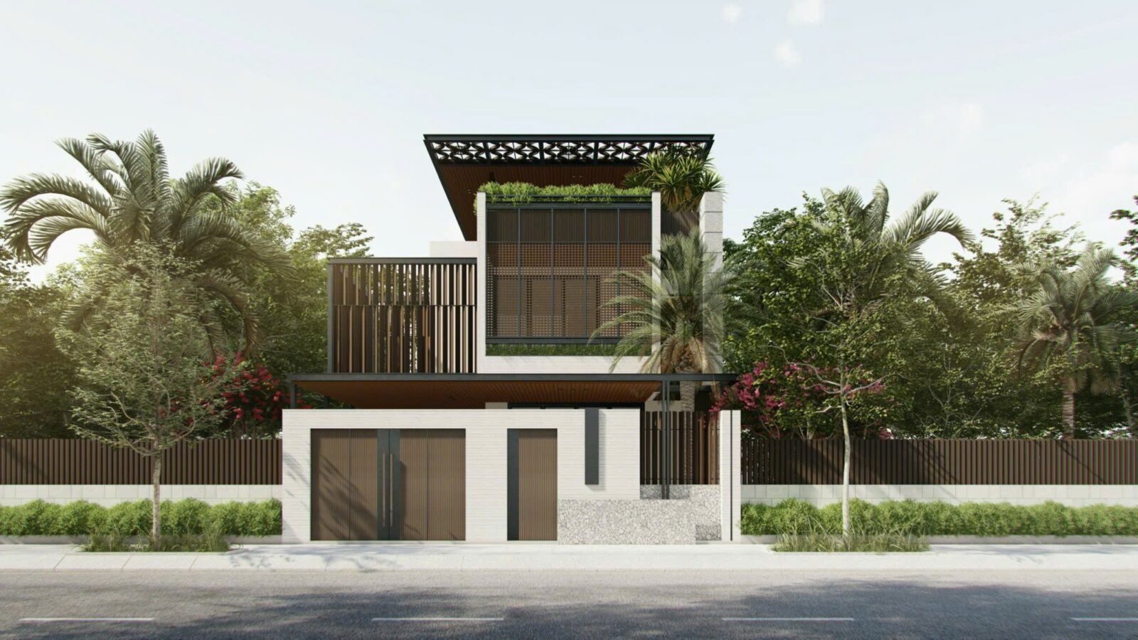 Thiết kế biệt thự hiện đại 3 tầng L10 Villa Thái Sơn - phối cảnh chính diện