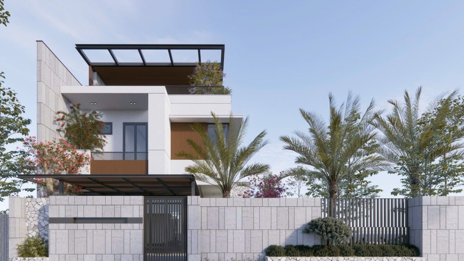 Thiết kế biệt thự hiện đại 3 tầng TS4 Villa Thái Sơn - phối cảnh cổng