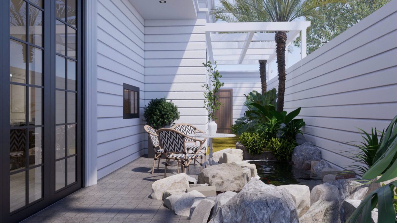 Thiết kế biệt thự tân cổ điển 3 tầng TS3 Villa Thái Sơn - khu thư giãn sân vườn