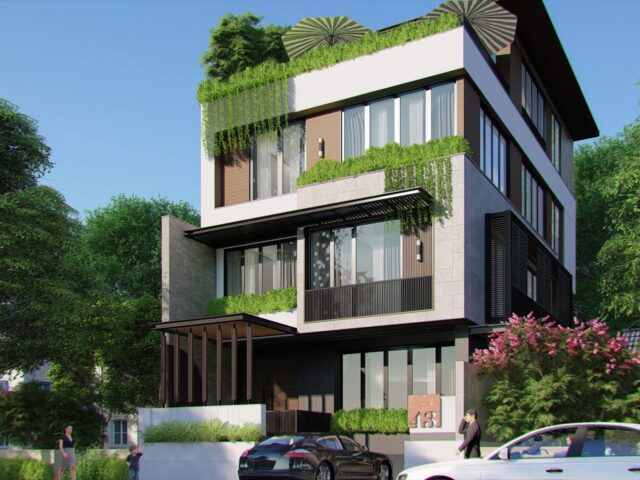 Thiết kế căn hộ dịch vụ cho thuê làm văn phòng 4 tầng tại Thủ Đức