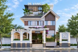 Thiết kế nhà hàng Dê Vàng kết hợp biệt thự 4 tầng tại Quận 7