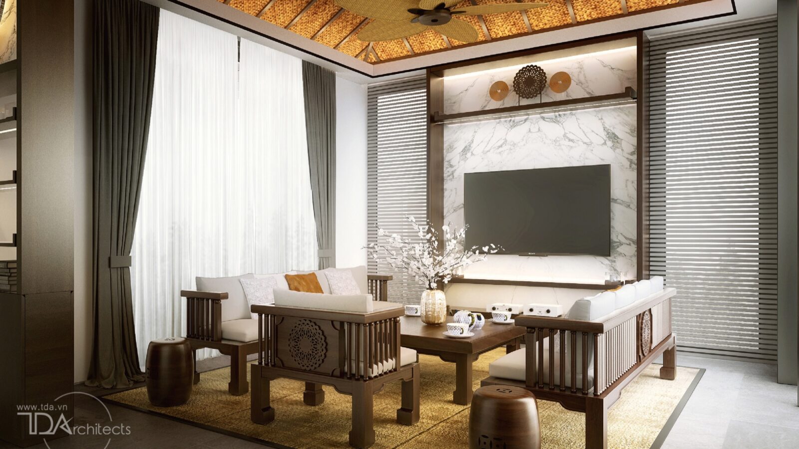 Thiết kế nội thất biệt thự D7 Villa Phú Mỹ Hưng phong cách Indochine