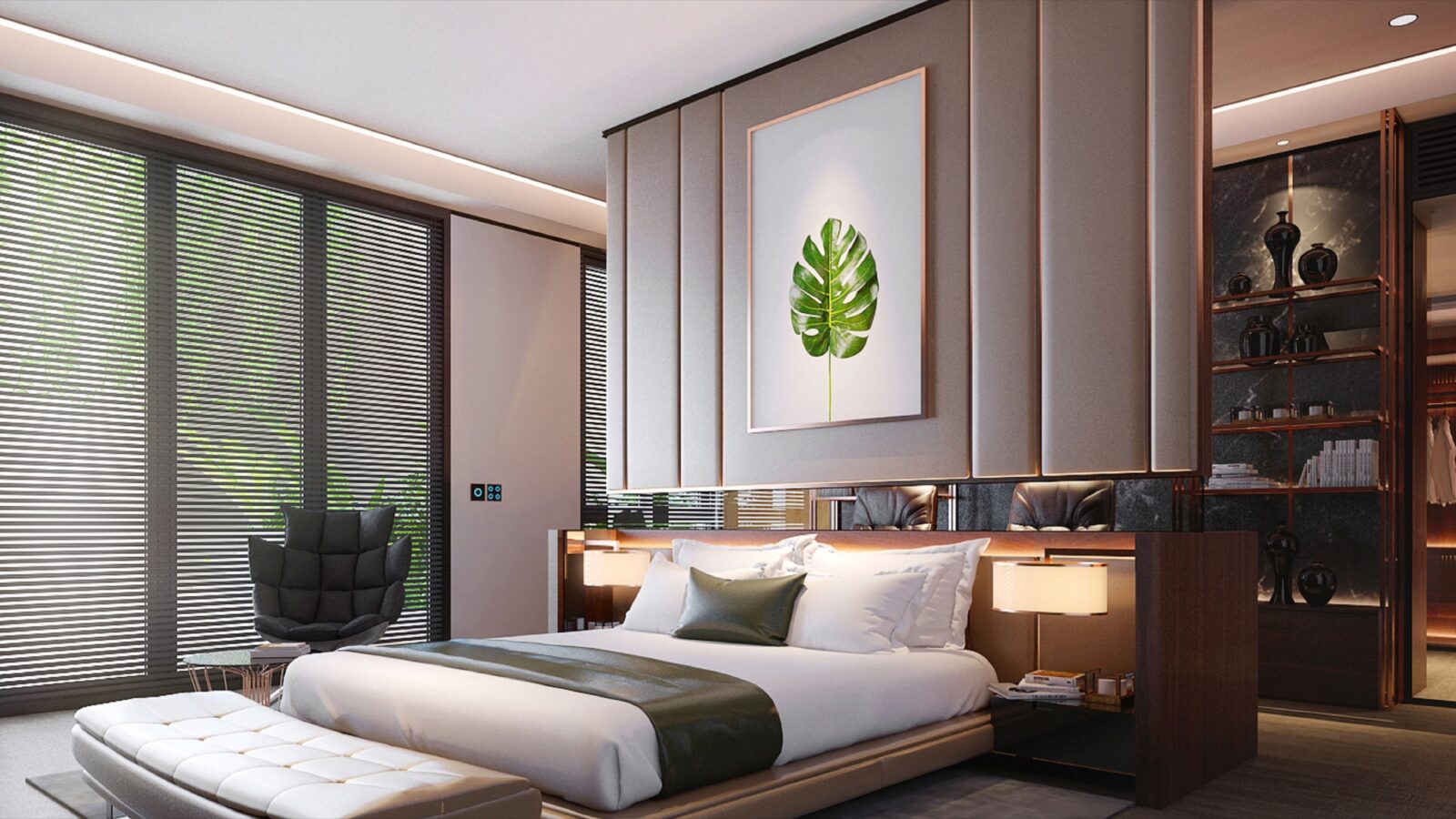 Thiết kế nội thất biệt thự D7 Villa Phú Mỹ Hưng phong cách Indochine - phòng ngủ master
