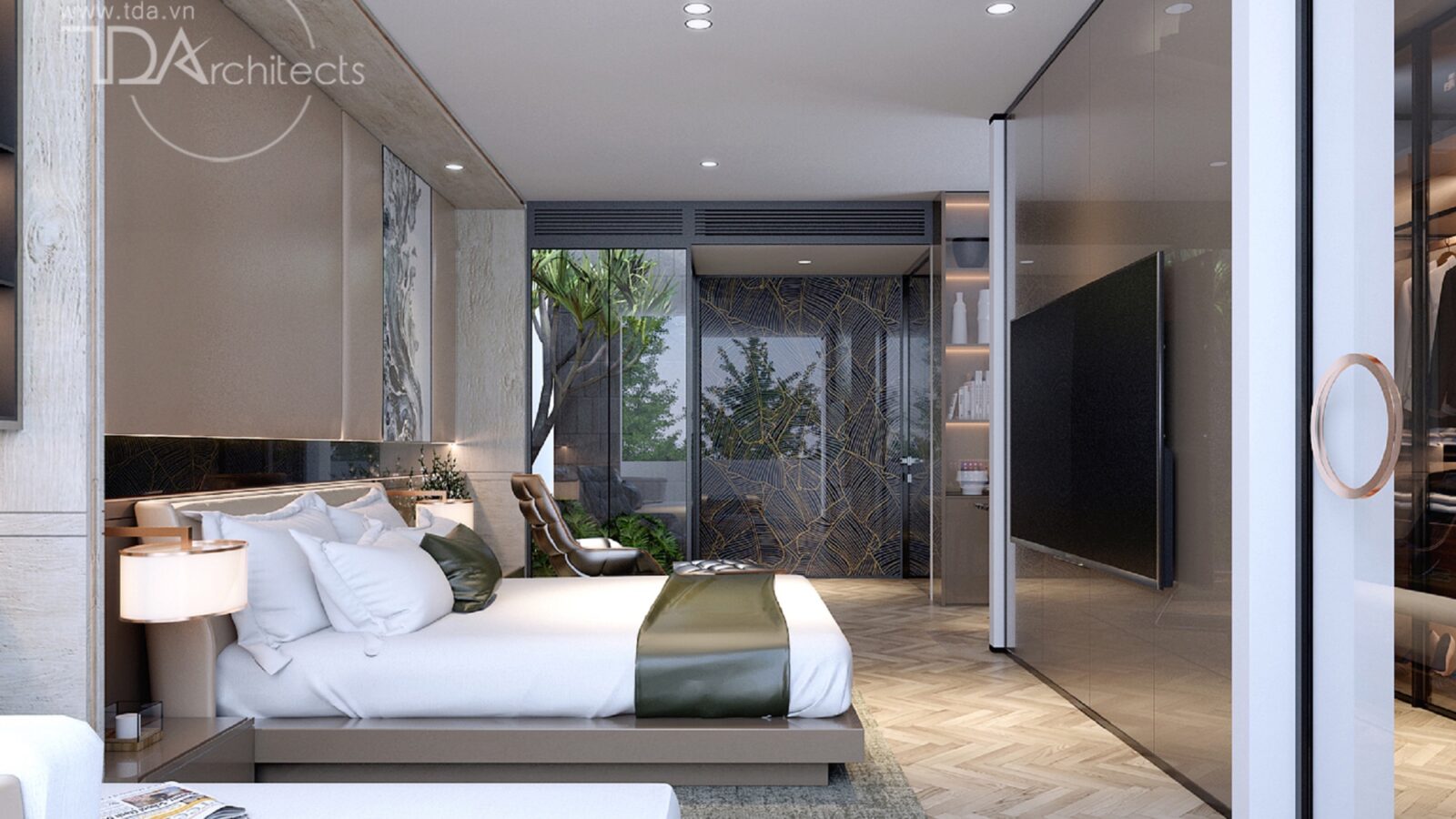 Thiết kế nội thất biệt thự D8 Villa phong cách hiện đại sang trọng - phòng ngủ và phòng thay đồ