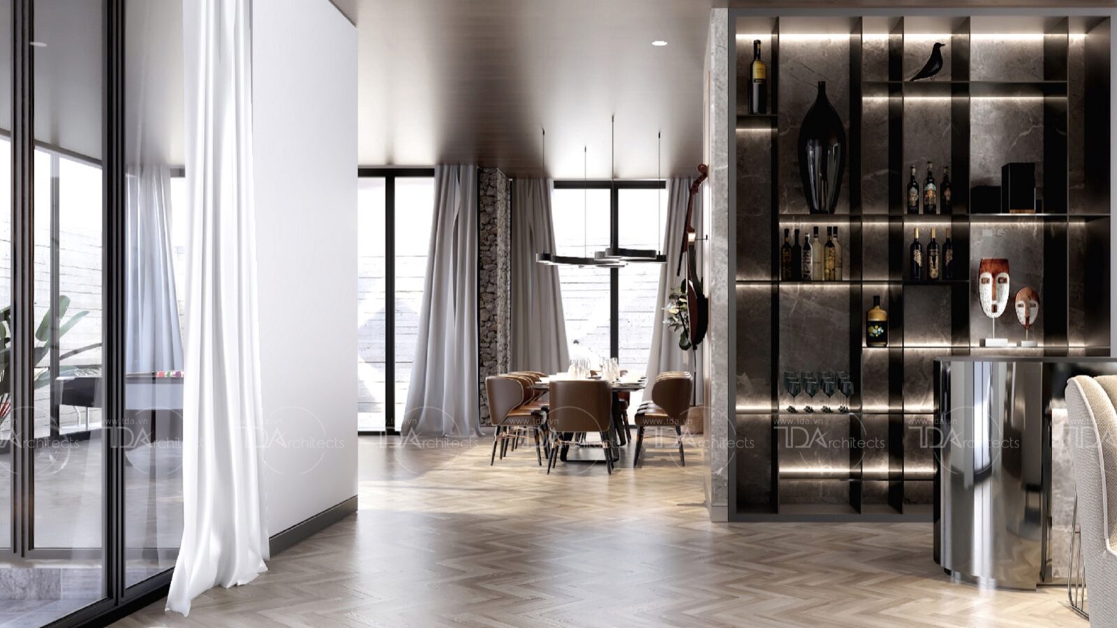 Thiết kế nội thất biệt thự D8 Villa phong cách hiện đại sang trọng - khu tiếp khách