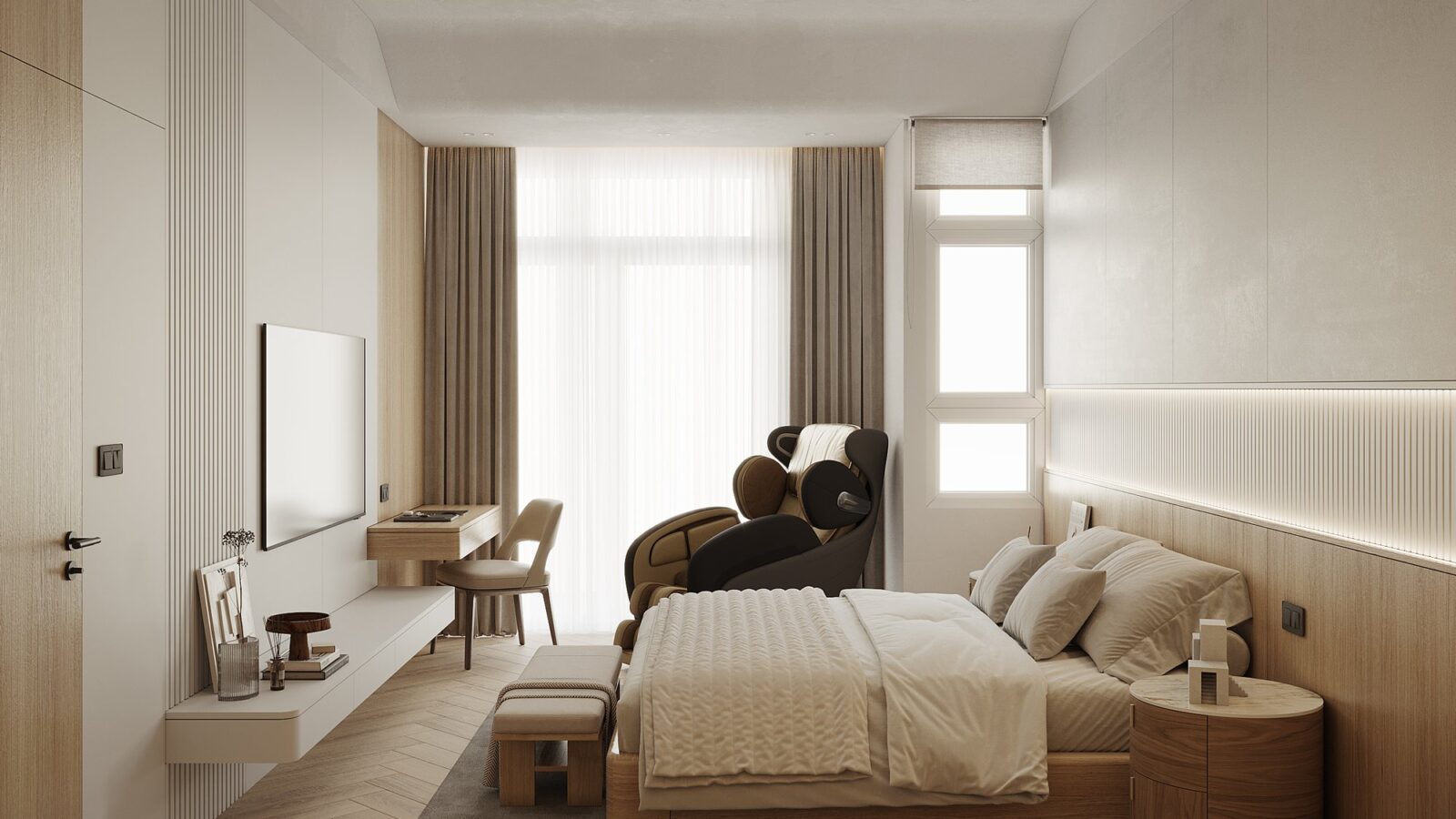 Thiết kế nội thất biệt thự song lập The Peak Garden 140m² hiện đại tân cổ điển - phòng ngủ con