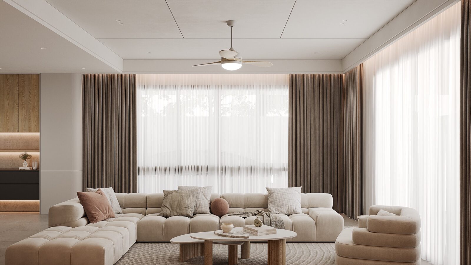 Thiết kế nội thất biệt thự Thái Sơn 250m² phong cách hiện đại cho gia đình 3 thế hệ - phòng khách sofa