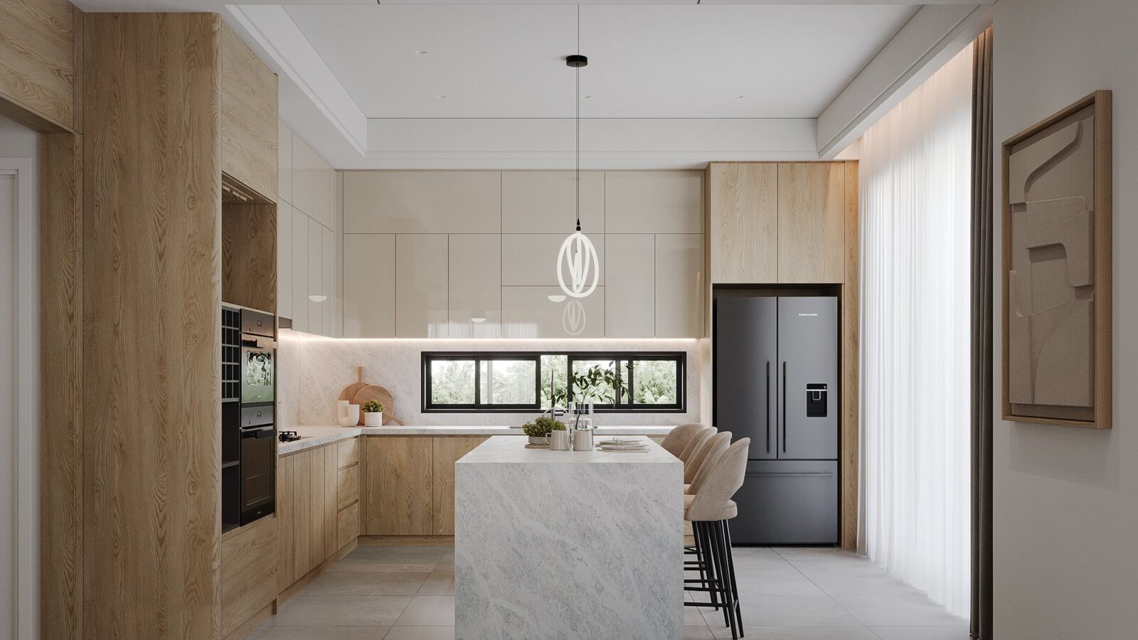 Thiết kế nội thất biệt thự Thái Sơn 250m² phong cách hiện đại cho gia đình 3 thế hệ - bếp
