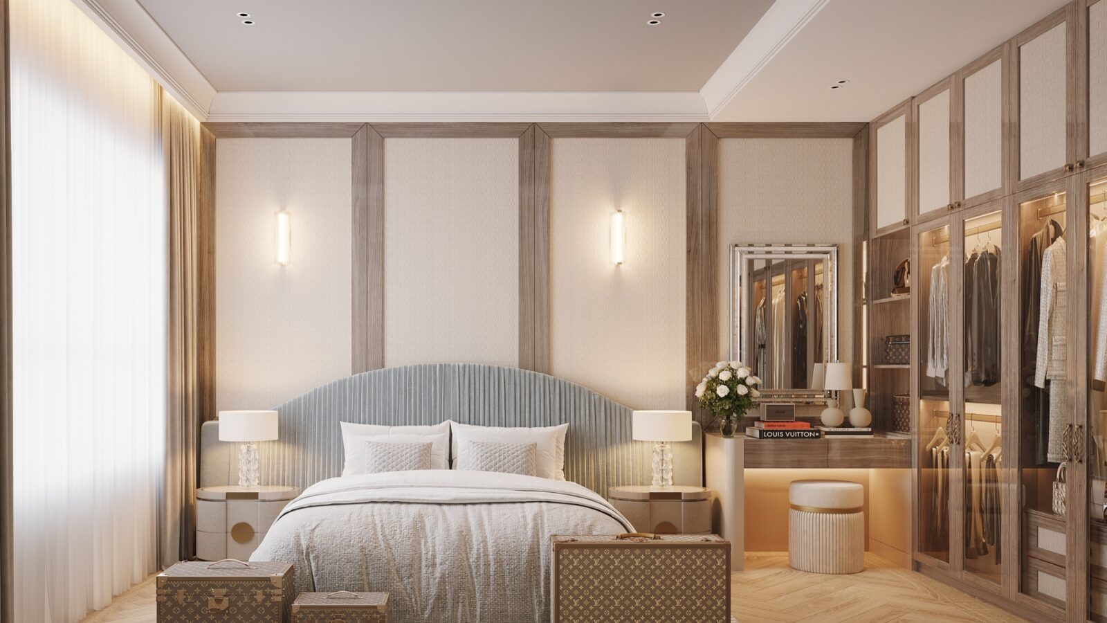 Thiết kế nội thất căn hộ Celesta 115m² 3 phòng ngủ phong cách tân cổ điển - phòng ngủ master