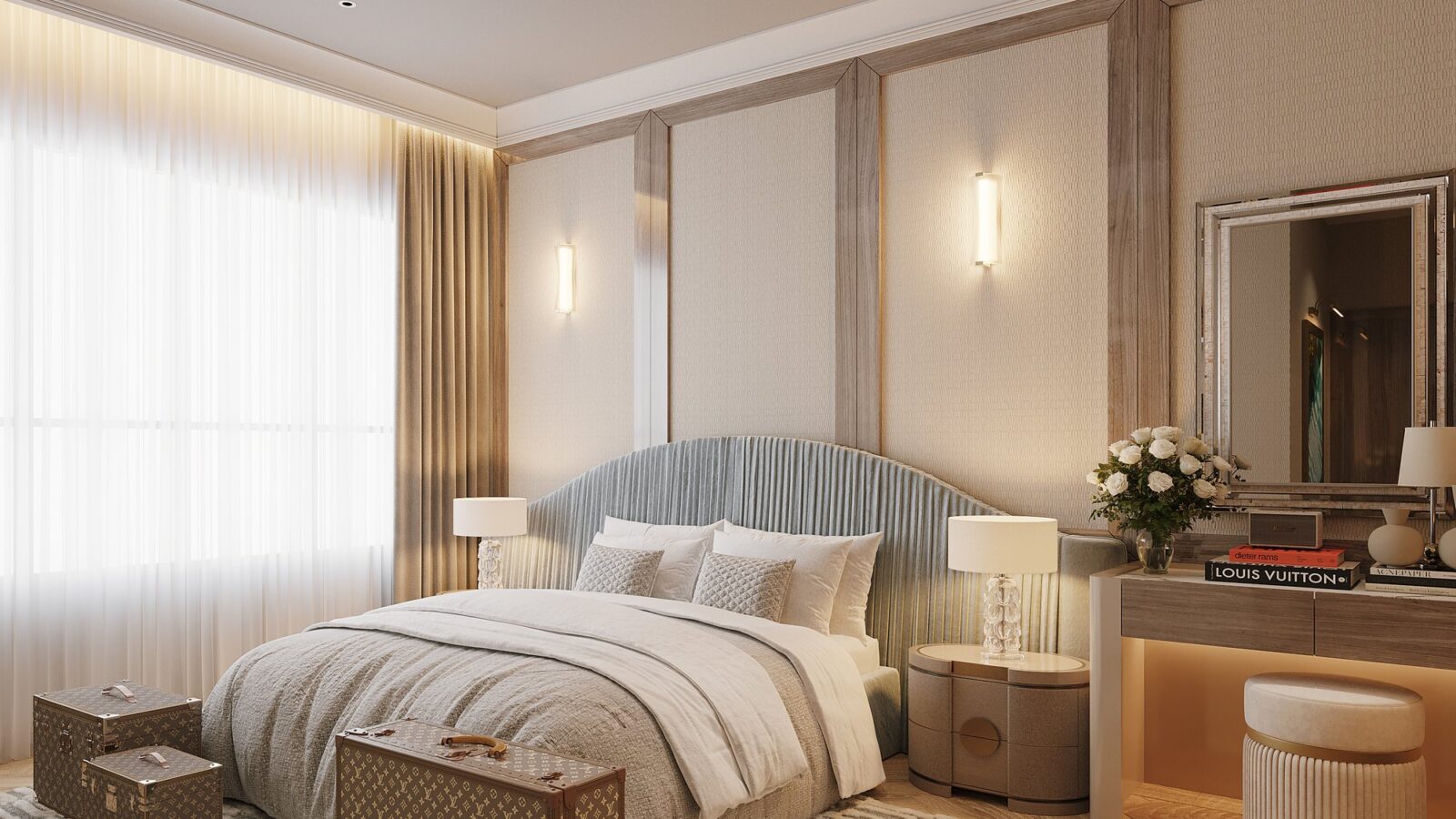 Thiết kế nội thất căn hộ Celesta 115m² 3 phòng ngủ phong cách tân cổ điển - phòng ngủ chính