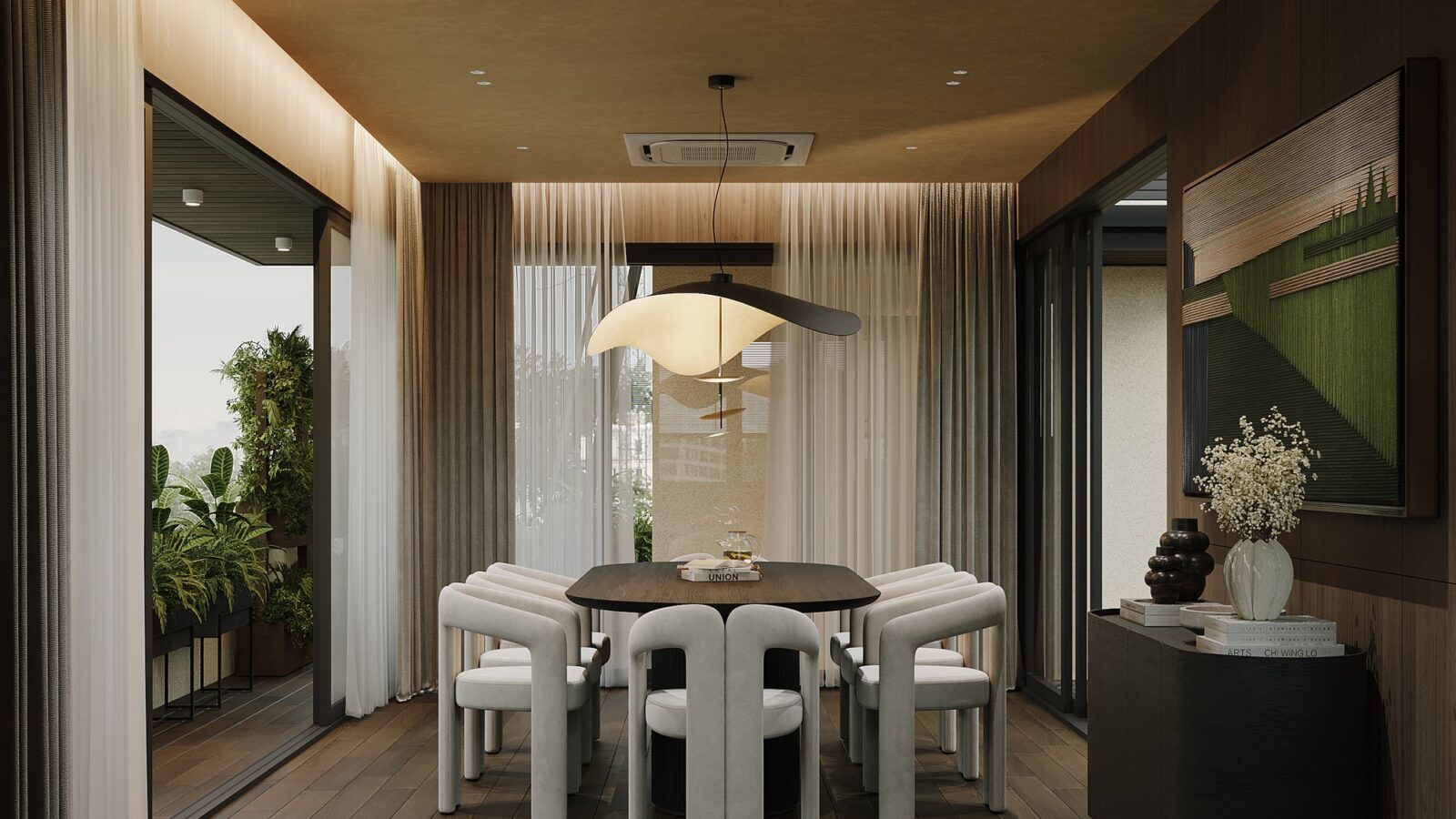 Thiết kế nội thất sân thượng nhà phố Thảo Điền phong cách Wabi-sabi - phòng ăn